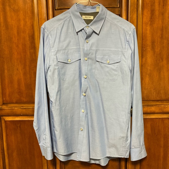 Kenneth Cole Reaction Light Blue Mens Casual Button Down Shirt SIZE larg… - Picture 1 of 8